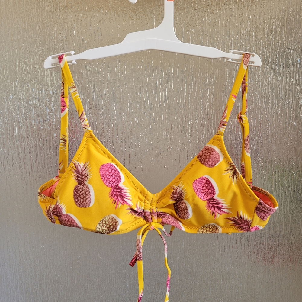 Aerie XS High-Waisted High-cut Leg Yellow Pineapple Two-piece Swimsuit